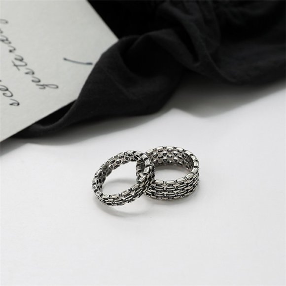 ♠️ NEW Retro Silver Ring Set of 2 - Picture 6 of 6